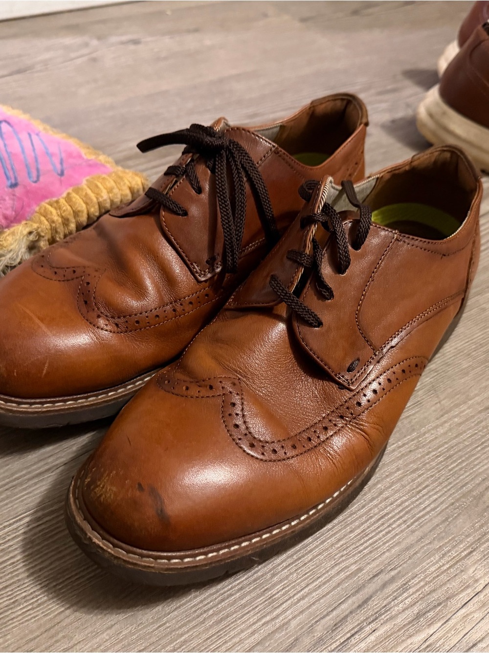 Florsheim Tan Leather Wingtip Derby Shoes